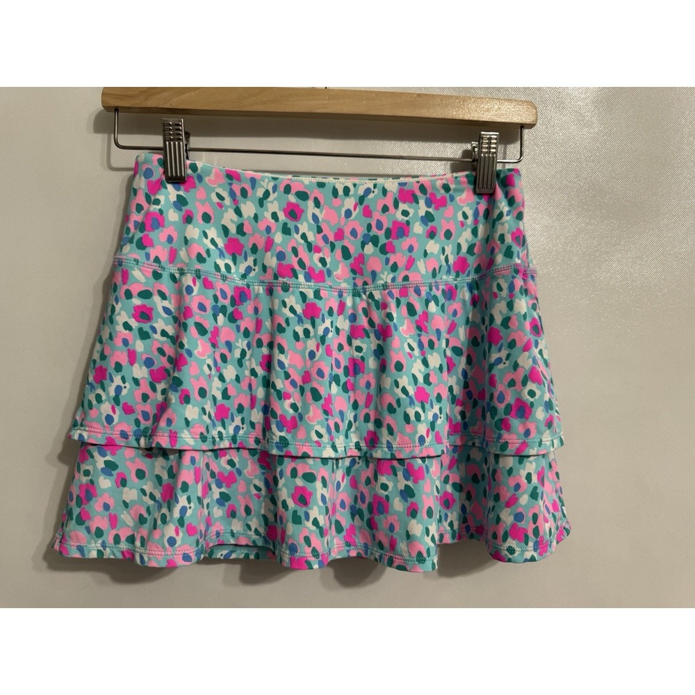Lilly Pulitzer Sz XS Luxletic Skort Womens Tiered Multi Hottie Dottie Pink Blue